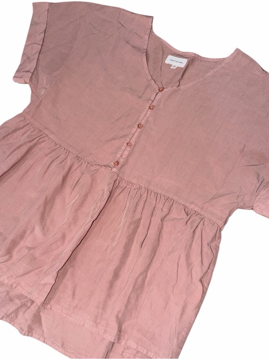 Thread & Supply Tops - THREAD & SUPPLY Dusty Rose Button-Front Peplum Blouse 100% Loycell